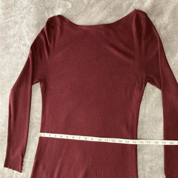 White House Black Market Dress Women’s L Maroon Red LS Casual Cocktail Night - Picture 10 of 11